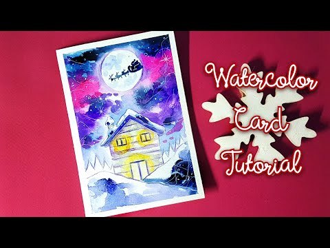 DIY Christmas card with watercolors