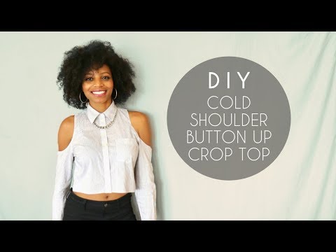 DIY Cold Shoulder Button-Up Crop Top (No Sewing)