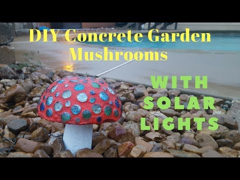 DIY Concrete Garden Mushrooms With Solar Lights