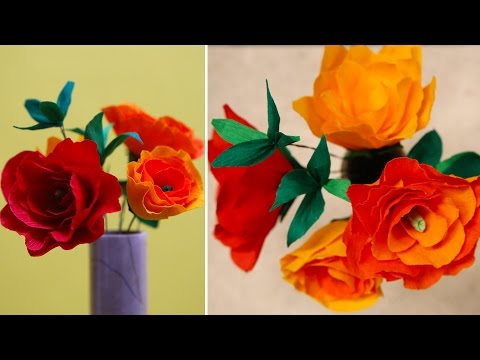 DIY Crafts : How To Make Crepe Paper Rose Flower