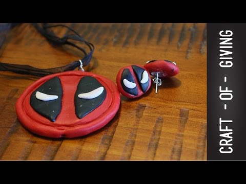 DIY Deadpool Polymer Clay necklace and earrings | Craft of Giving