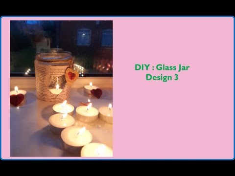 DIY Decoration Glass jar with newspaper and candle : Design 3