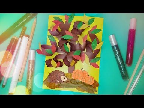 DIY FALL TREE CRAFT, 3d tree made of colored paper and plant materials