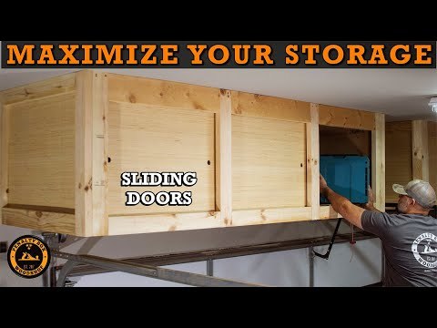 DIY Hanging Storage Shelves with Sliding Doors - Overhead Garage Storage