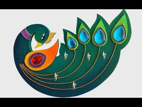 DIY Home Decoration : How to Make a Peacock Shaped Key Holder | Recycled Wall Hanging Key Holder