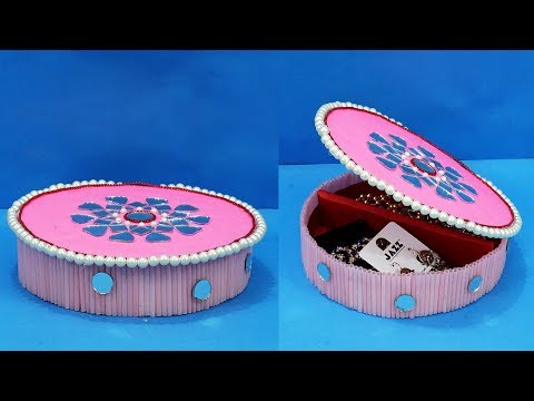 DIY Jewellery Box Made using Drinking Straw &amp;amp; Waste Cardboard | Cardboard Jewellery Organiser