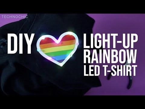 DIY Light-Up T-shirt with Rainbow Heart - Wear it for PRIDE or just to be fancy.