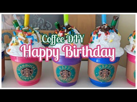 DIY Mini Birthday Coffee Party Favor/Cake Topper,/Decoration