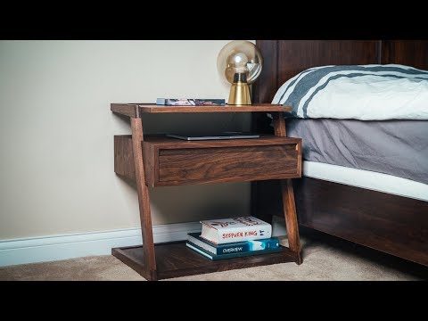 DIY Modern Nightstand / Bedside Table with Hidden Wireless Charging || How To Build - Woodworking