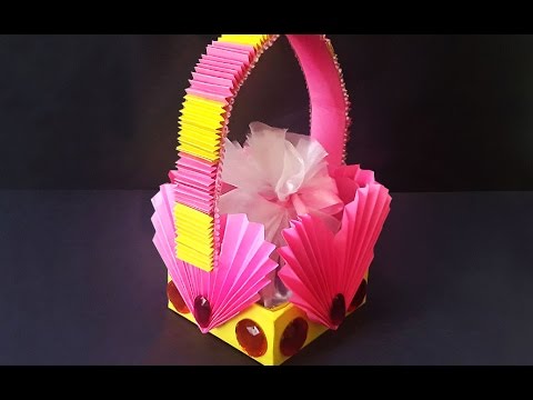 DIY Mothers Day Paper Basket  | Accordion Heart Shaped Paper Basket for Gifts | Kids Project Ideas