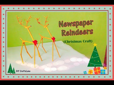 DIY Newspaper Reindeers || Christmas Reindeer Craft || DIY CraftsLane