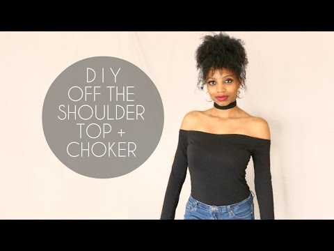 DIY OFF SHOULDER TOP + CHOKER (NO SEWING)