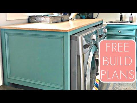 DIY Over Washer and Dryer Laundry Table Plans - Beginner Woodworker Build Plan