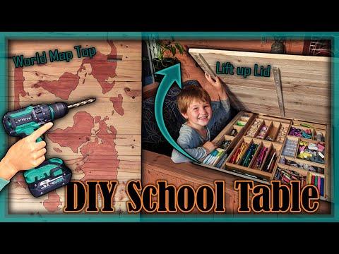 DIY Pallet Table/Easy Lift up Bench/Build a School Table/Homeschool Storage/Easy Pallet Wood Build