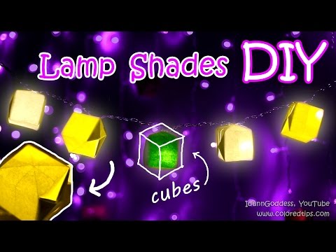 DIY Paper Lamp Shades For String Lights - How To Make Origami Cubes Lamp Shades