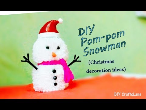 DIY Pompom Snowman | How to make Christmas snowman using yarn and newspaper tubes | DIY CraftsLane