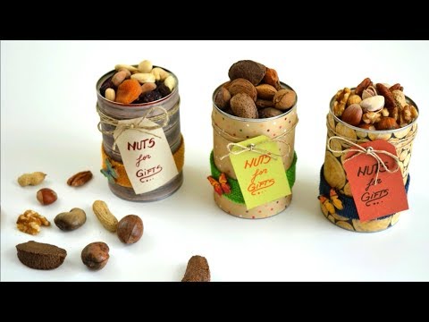 DIY Recycled Crafts Ideas- Creative Ways to Reuse Cans - Nuts &amp;amp; Dried Fruits Holder - Nuts for Gifts