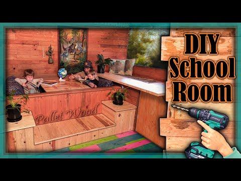 DIY Room Makeover/Easy Pallet Bench/Homeschool Organization/Pallet Wood Project/School Room/Part 1