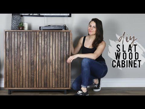 DIY Slat Wood Storage Cabinet