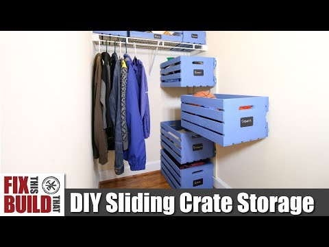 DIY Sliding Wood Crate Storage | Small Closet Upgrade