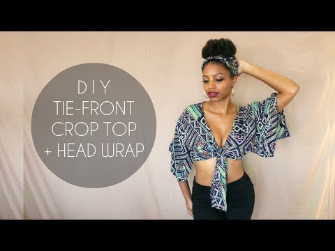 DIY TIE-FRONT CROP TOP + HEAD WRAP (NO SEWING)