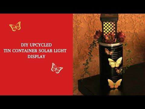 DIY Upcycled Tin Container Solar Light Display