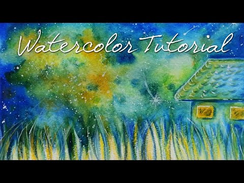 DIY Watercolor Postcard: Starry Night / Tutorial Cartolina ad Acquerello: Notte Stellata