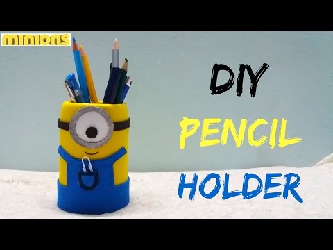 DIY crafts: Minion pencil holder! How to Make a Minion Pencil holder! Tutorial