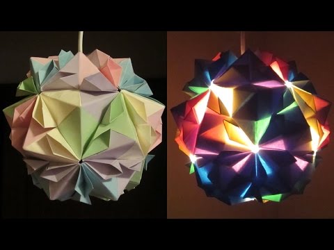 DIY lamp (flower ball) - learn how to make a paper lampshade by modular origami- EzyCraft