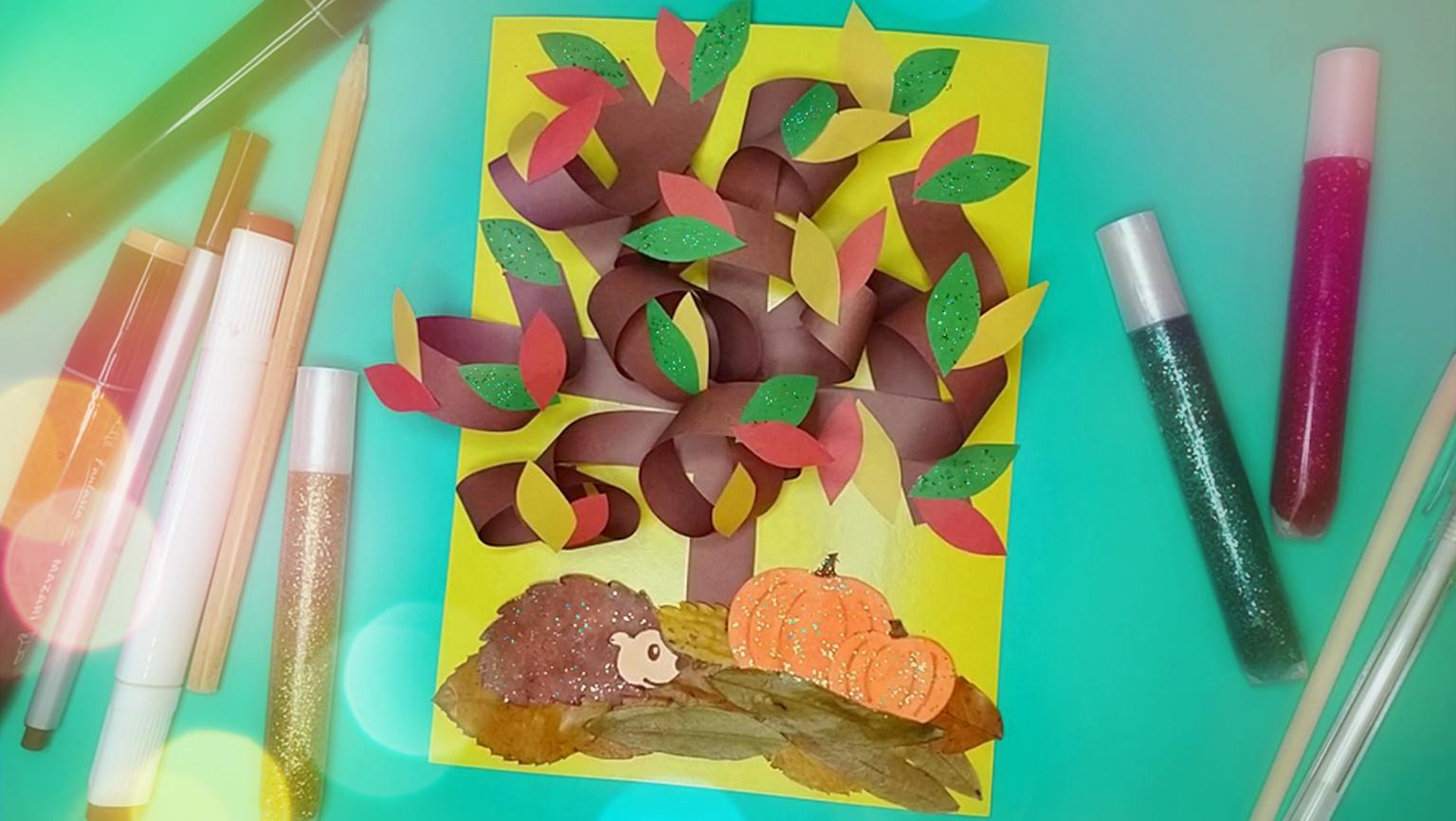 DIY paper craft autumn tree, craft from plant materials.jpg