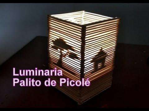 DIY- como fazer luminaria com palito de picol&eacute; (desenhos)