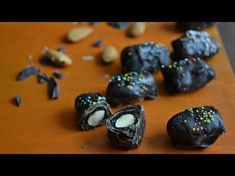 Dates Almond chocolate how to make unique homemade chocolate recipe