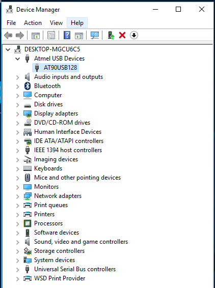 Device Manager showing Printrbot Play as AT90USB128.PNG