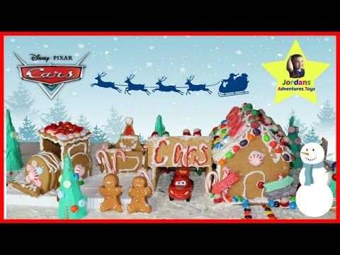 Disney Cars Lightning McQueen Gingerbread House and Santa Train