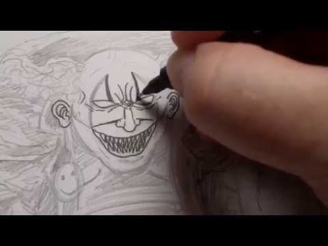 Drawing The Clown From Spawn - Inking