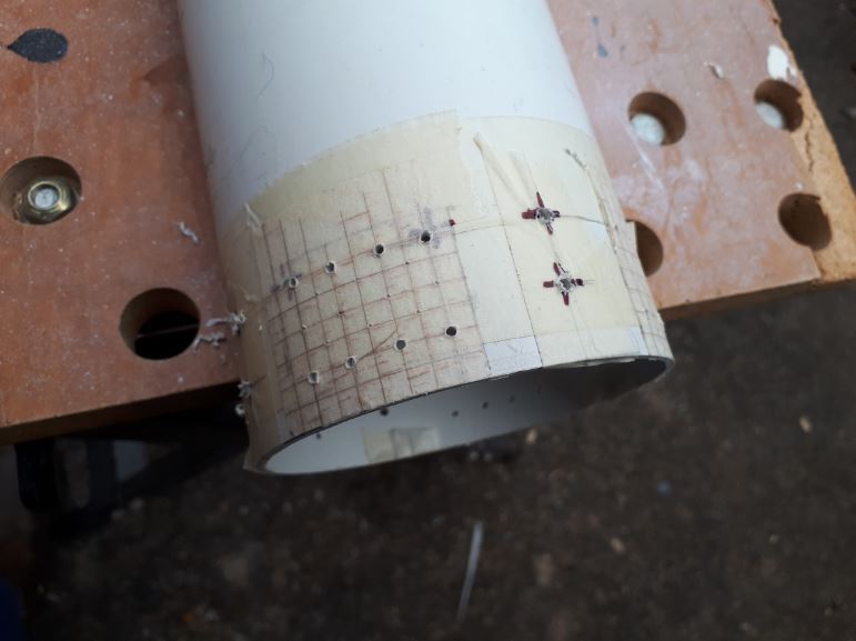 Drill vent holes using template.JPG