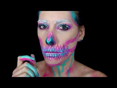 EASY NEON SKULL MAKEUP