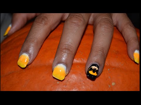 Easy Batty Candy Corn Nails