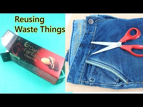 Easy Best Out of Waste - Reusing Old Denim &amp;amp; Empty Box for a NEW DIY