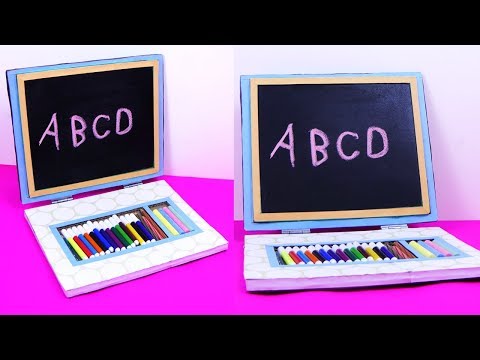 Easy DIY Kids activities &amp;amp; Best Out of Waste from Cardboard - Mini laptop Book with Pencil Organizer