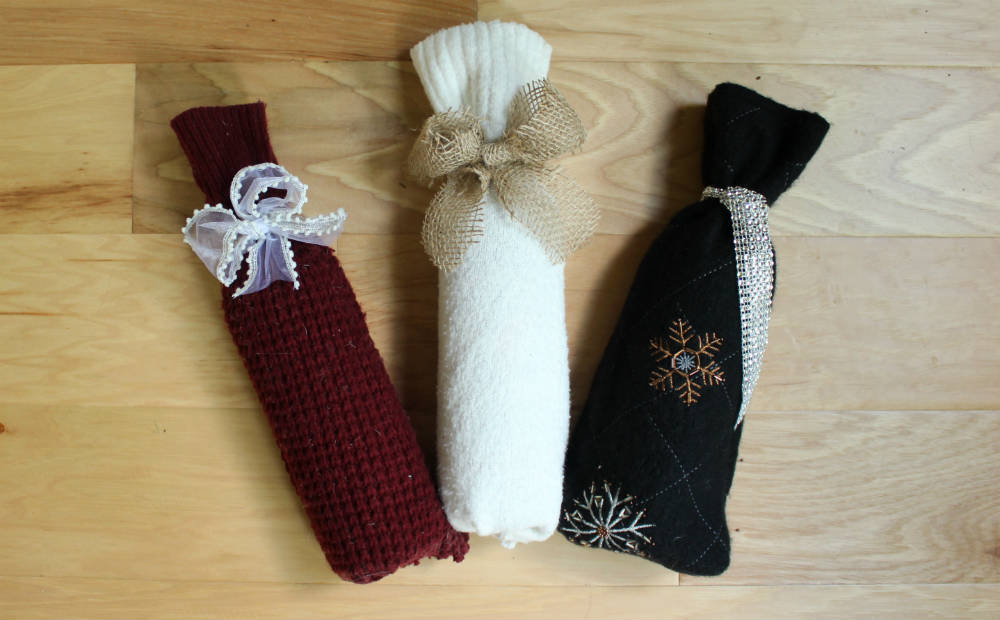 Easy DIY Wine Gift Bag or Wine Sleeve made from an Old Sweater.jpg