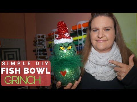 Easy Step By Step Dollar Store Fish Bowl Grinch