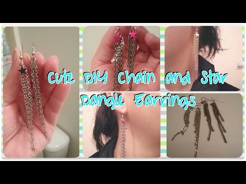 Easy and Cute Chain and Star Dangle Earrings