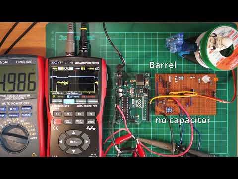 Examining voltage drop for a micro servo powered by an Arduino UNO R3 using USB and 2.1mm jack