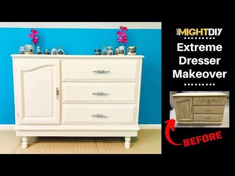 Extreme Dresser Makeover: From Eek to Coastal Chic! | How to Fix an Old Broken Dresser