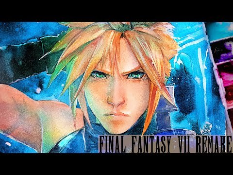 FINAL FANTASY VII REMAKE CLOUD - Watercolor painting