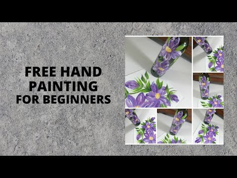 FREE HAND PAINTING FOR BEGINNERS | Painting Leaves and Flowers | Tutorial