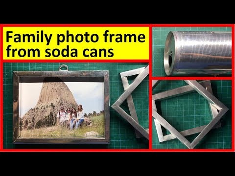 Family photo frame from soda cans