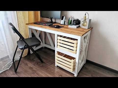 Farmhouse X Office Computer Desk DIY.