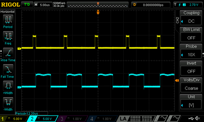 Figure 11. Period of the Schmitt Trigger Oscillator &ndash; 12.2 us.png